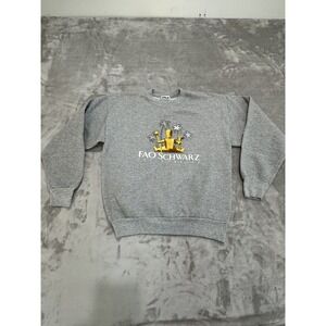 Vintage Fao Schwarz Sweatshirt Adult‎ Small Gray Logo Crew Neck Long Sleeve